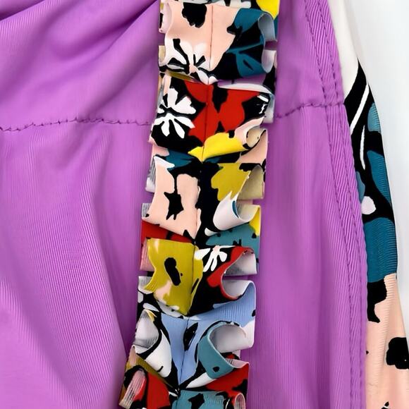 Anne Cole Plus 20W Flower Field Keyhole High‑Neck One‑Piece Swimsuit Swimwear - Picture 7 of 10